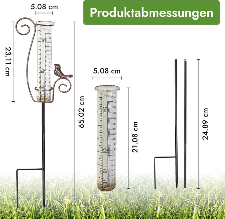 DAAS24 Regenmesser - Regenmesser für Garten – Frostsicheres Glas - Niederschlagsmesser- Flexibel pla