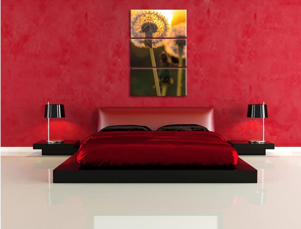 Pixxprint Pusteblume als Leinwandbild/Grösse: 3 Teilig (120x80) cm/Wandbild/Kunstdruck/fertig bespan
