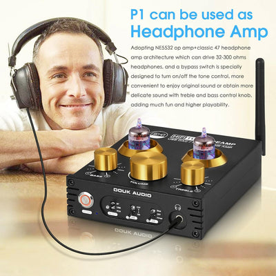 Douk Audio P1 Bluetooth 5.0 HiFi-Verstärker GE5654 Röhrenvorverstärker Valve Tube Preamp Ventil Kopf