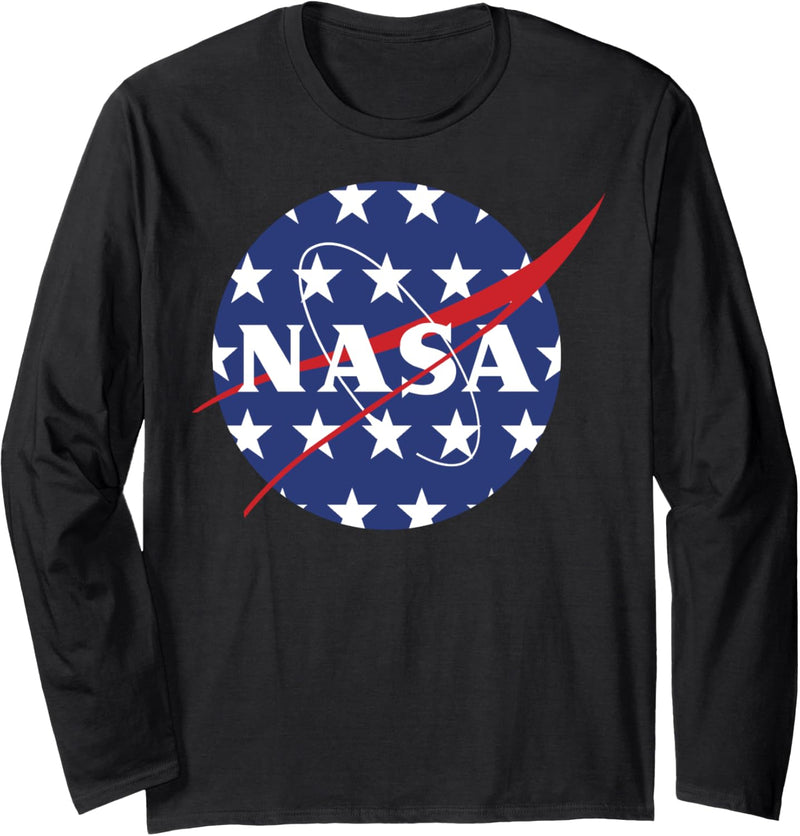 NASA American Flag Large Stars Logo Langarmshirt