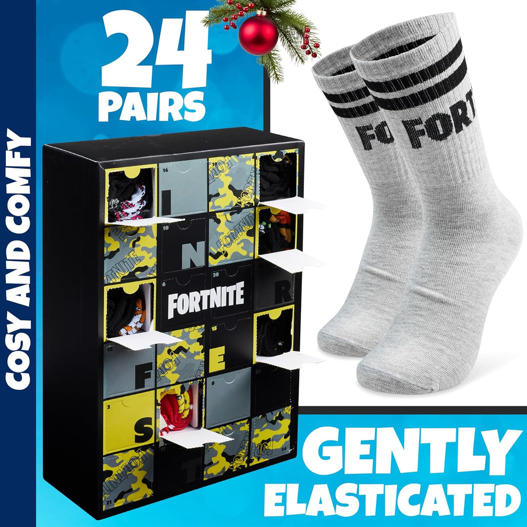 Get Trend Fortnite Socken Adventskalender 2025 für Teenager &amp; Herren, 24 Paar, 39-42.5, Bequem &amp; Wei