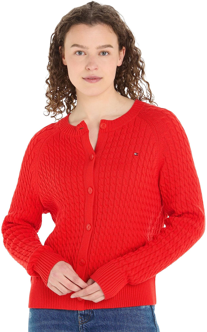 Tommy Hilfiger Damen Strickjacken, L Orange (Fireworks)