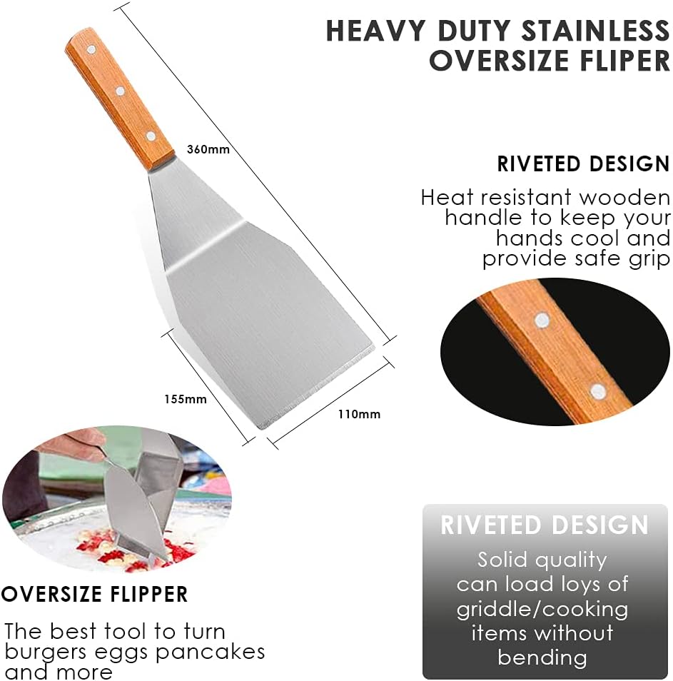 Home Safety Grillbesteck Set - 20-TLG Grillspachtel Set Werkzeugset, Profi BBQ Zubehör Grillwender a