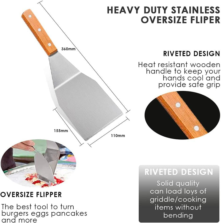 Home Safety Grillbesteck Set - 20-TLG Grillspachtel Set Werkzeugset, Profi BBQ Zubehör Grillwender a