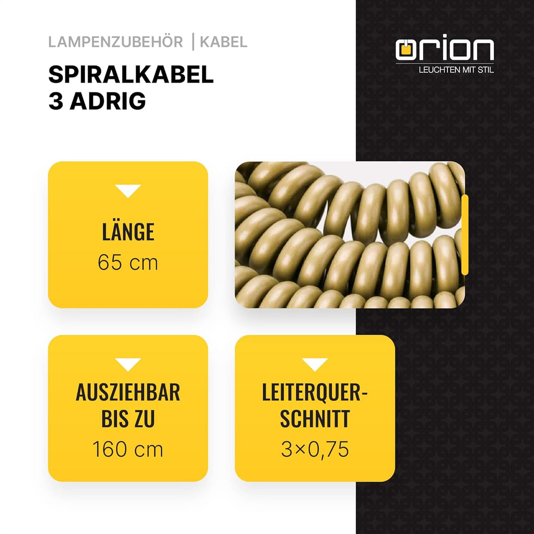 ORION LIGHTSTYLE Spiralkabel 3 adrig Spiralleitung Spiral Verlängerung Elektrokabel Leuchtenkabel La