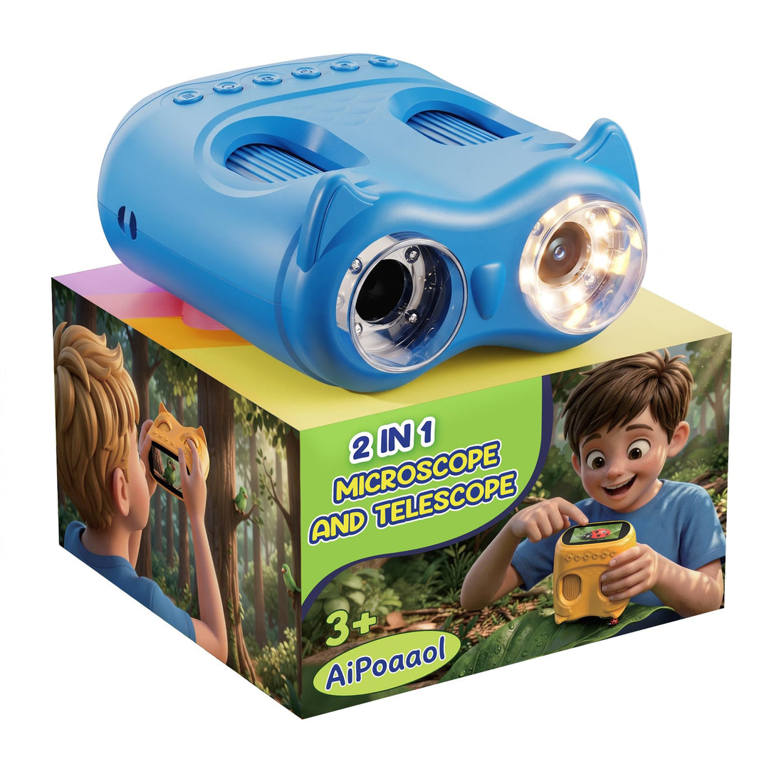 1000X Digital Mikroskop für Kinder Pocket: 2-in-1 Lupe & 10X Teleskop - Geschenk für Jungen Mädchen