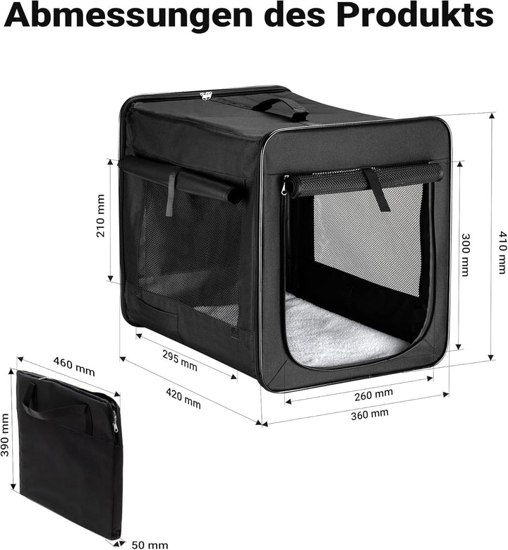 Fudajo Faltbare Transportbox für Hunde, Katzen S (42x36x41 cm), robust, leicht, sicher, Hundebox mit