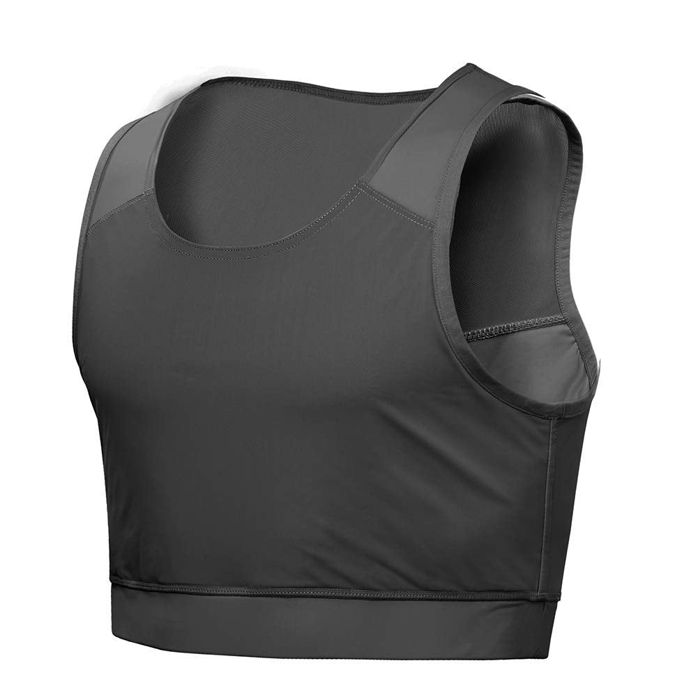 Idtswch Brustbinder für Transgender-Brustbinder, halber FTM-Binder, Brust-Kompressions-BH 3XL Schwar