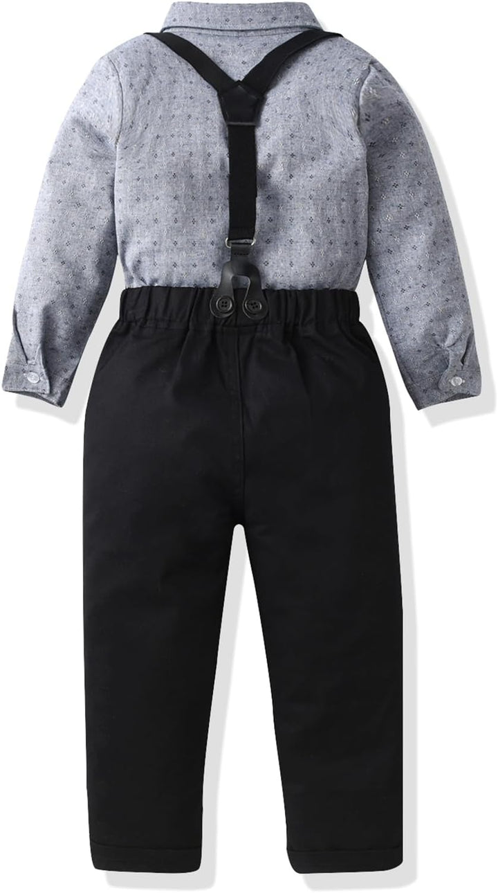 Baby Jungen Anzug Bekleidungssets Kleid Strampler hosenträger Fliege Krawatte 4tlg Anzug Gentleman F