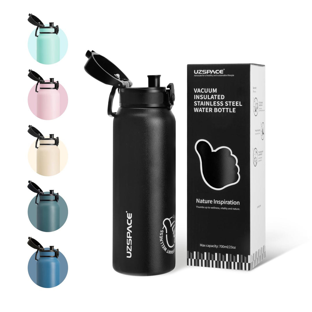 UZSPACE Thermosflasche Kinder 700ml, Isolierte Edelstahl Trinkflasche mit 1-Klick-Öffnung, 100% Ausl