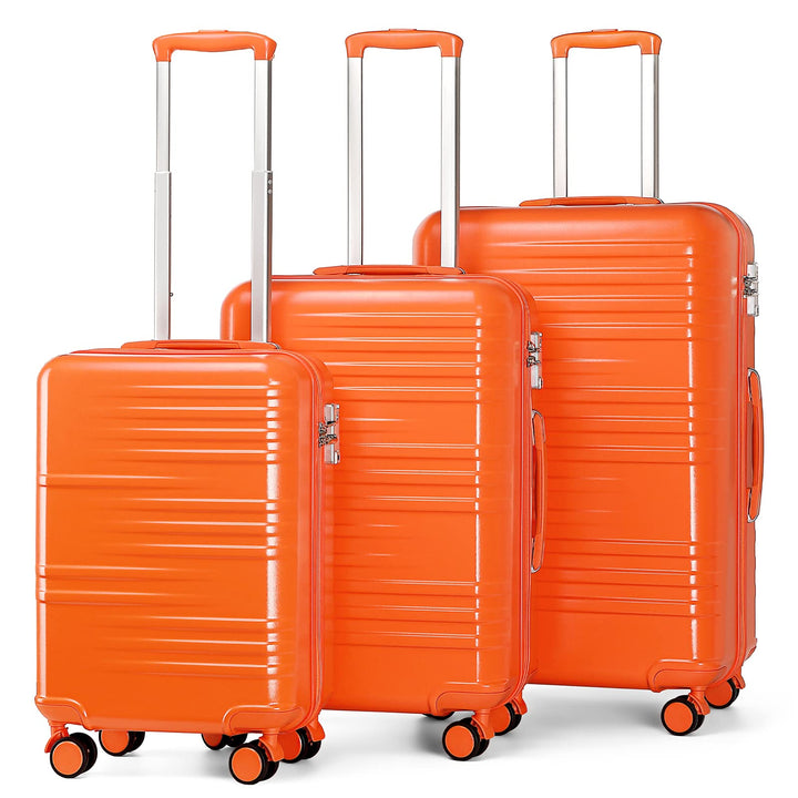 British Traveller Reisekoffer Set Handgepäck Koffer Hartschalenkoffer ABS+PC mit 8 Spinnerräder Roll