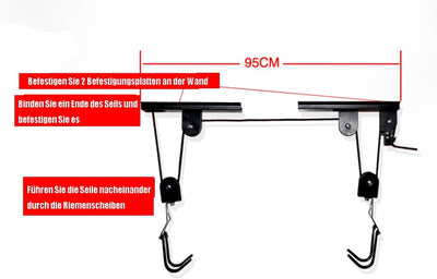 Fahrradlift Flaschenzug 60KG, Fahrrad Deckenhalterung, Fahrradhalterung Seilzug Für fahrräder und E-