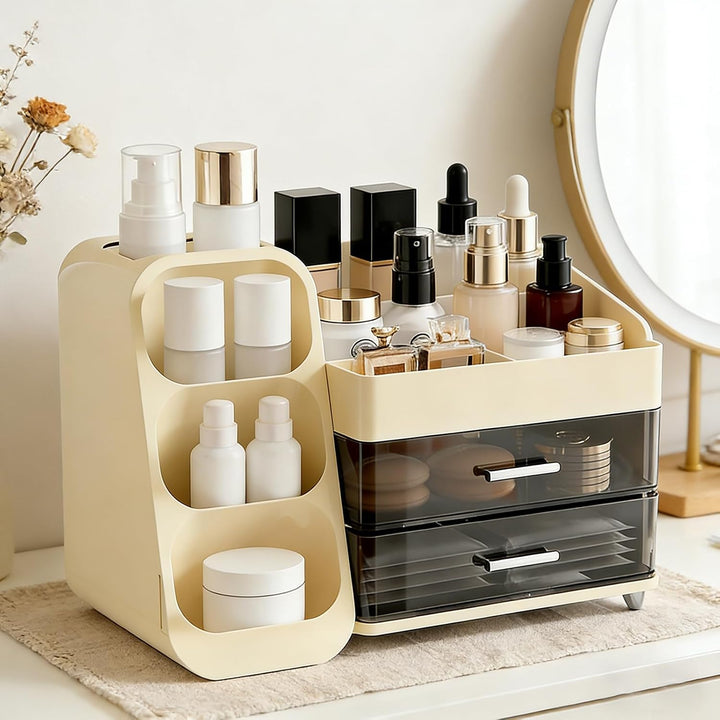 Schminktisch Organizer Mit 2 Schubladen, Kosmetik Organizer, Multifunktion Make Up Organizer, Schmin