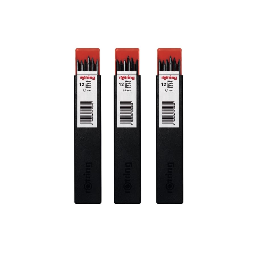 rOtring RG 300 Minen für Schwerkraftbleistift, 2,0 mm, 12 Stück x 3 Stück