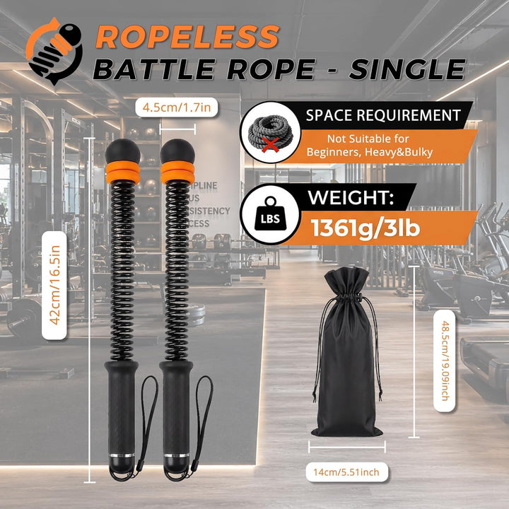 Ropeless Battle Ropes, Battle Rope ohne Seil, Kompaktes Heimtraining (43 cm, 1,3 kg), Leises Ganzkör