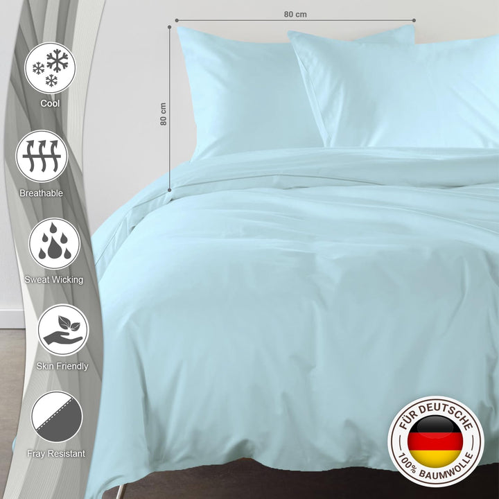 Pizuna 600 Fadenzahl aus Baumwolle Bettwäsche Baby blau, 100% Langstaple Baumwolle Bettbezug und Kis