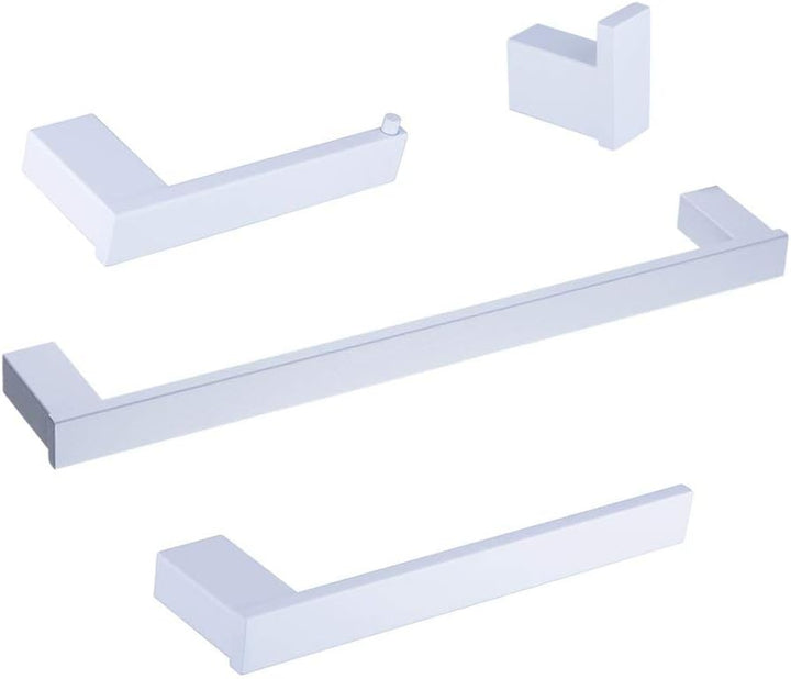 Edelstahl Badezimmer-Set, 4-teilig mit Bademantelhaken, WC-PapierHalter, Handtuchring,Badetuchhalter