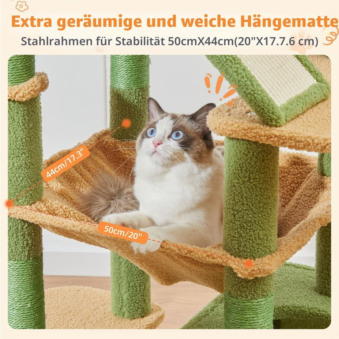 Taoqimiao 180CM Kratzbaum Gross, Katzenbaum Katzen Kratzbaum Grosse Katzen Stabil mit 2 Katzenhaus,