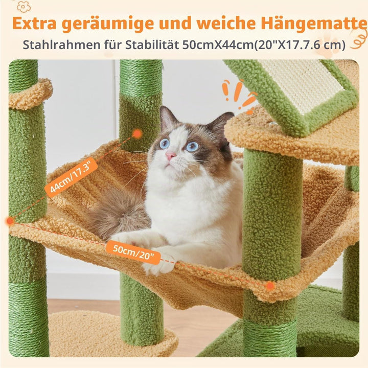 Taoqimiao 180CM Kratzbaum Gross, Katzenbaum Katzen Kratzbaum Grosse Katzen Stabil mit 2 Katzenhaus,