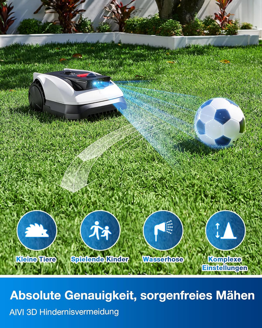 ECOVACS Goat O500 Panorama Mähroboter ohne Begrenzungskabel, 500 m², Auto-Kartierung Rasenmähroboter