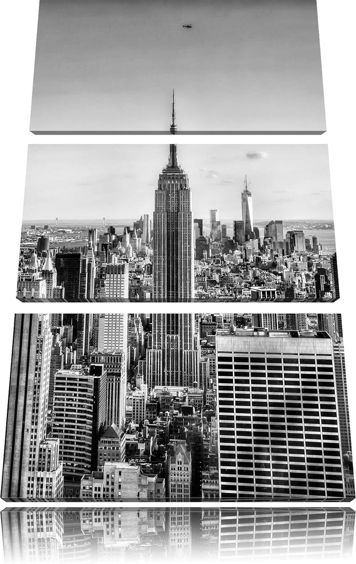 Pixxprint Empire State Building in New York als Leinwandbild/Grösse: 3 Teilig (120x80) cm/Wandbild/K