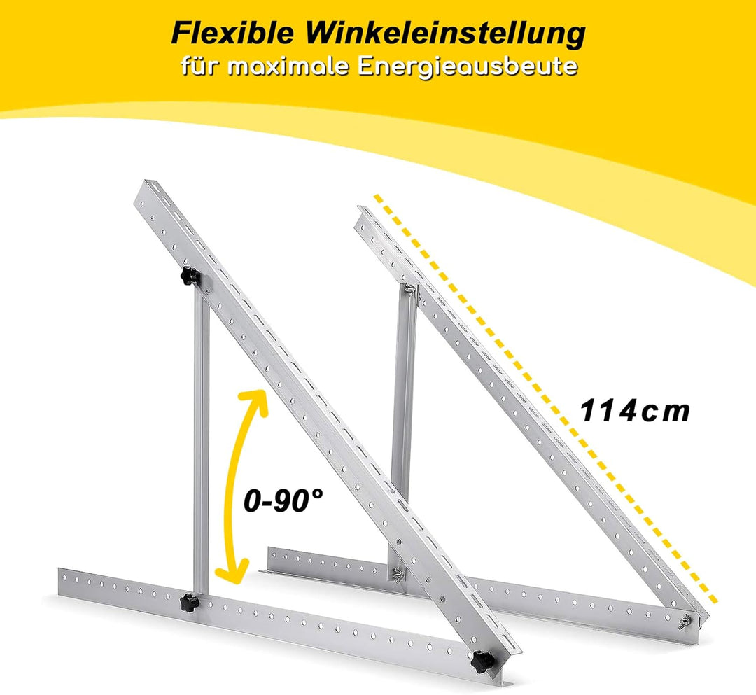 2 Sets Solarpanel Halterung Balkonkraftwerk | Solarmodul Halterung für Solarmodule bis 114cm | Verst