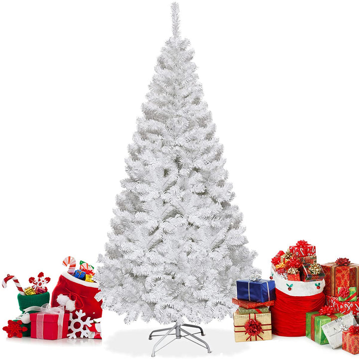 RELAX4LIFE Weisser künstlicher Weihnachtsbaum 150/180/210/240cm, Tannenbaum Christbaum, inkl. Metall