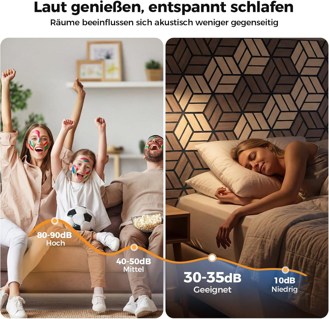 12 Stück Hexagon Akustikplatten Selbstklebend, 30 x 26 x 0,9 cm Hohe Dichte schallabsorber wand, Sch