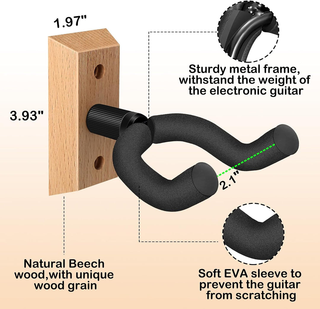 DOMMI Gitarrenhalterung Wand 4 Pack, Gitarrenhalter für die Wand mit Verstellbaren Weichen Gitarrenh