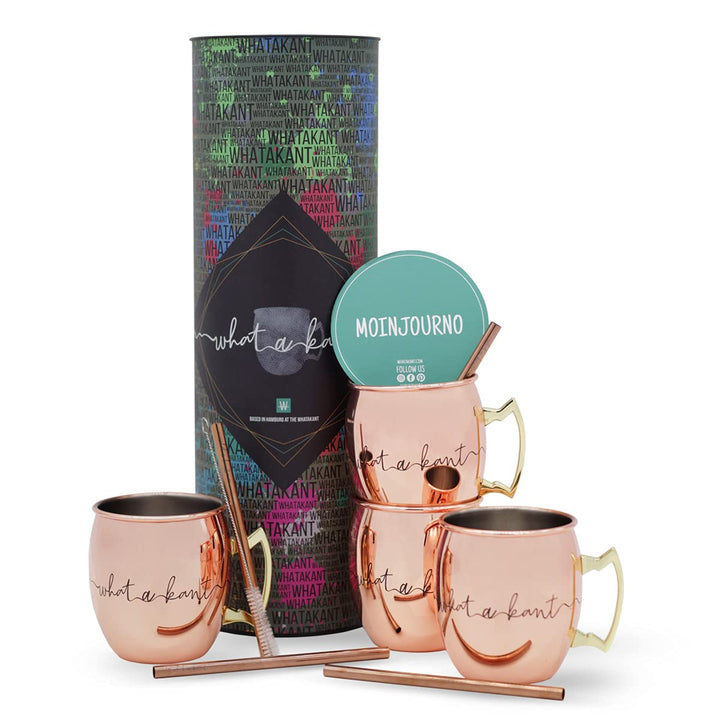 Whatakant - Moscow Mule Becher Set | 4er Flying Dutchman in Kupfer | 550 ml nachhaltige Kupferbecher