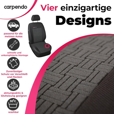 Carpendo Universelle Autositzbezüge (2er-Set) – Schutzbezüge für Vordersitze – Sitzbezüge Auto - kom