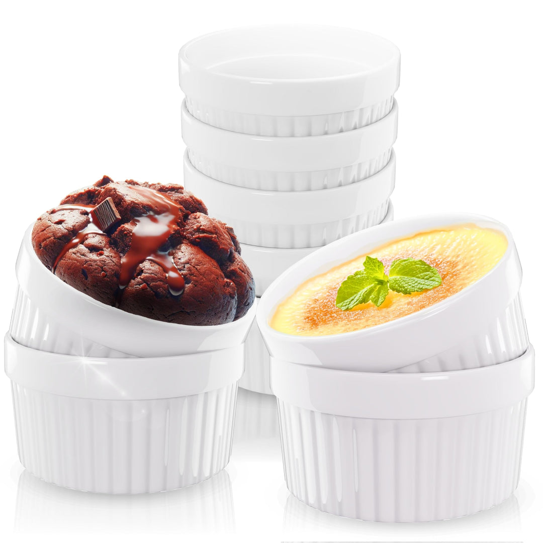 ToCi 12 x Soufflé Förmchen Ø 9 cm - Creme Brulee Schälchen | Ofenfeste Keramik Förmchen je 185 ml |