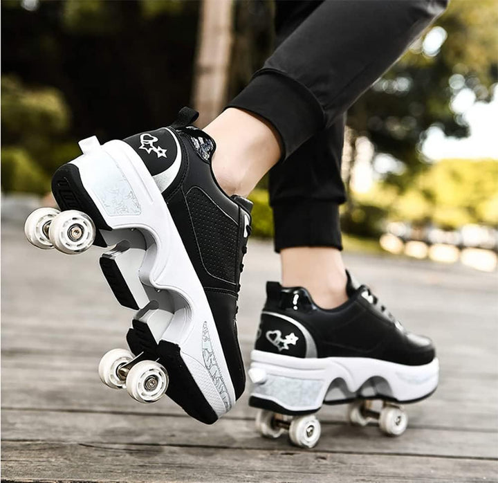 LDRFSE Schuhe mit Rollen, Rollschuhe Skateboard Schuhe Kinderschuhe Mit Rollen Skate Shoes Rollen Sc