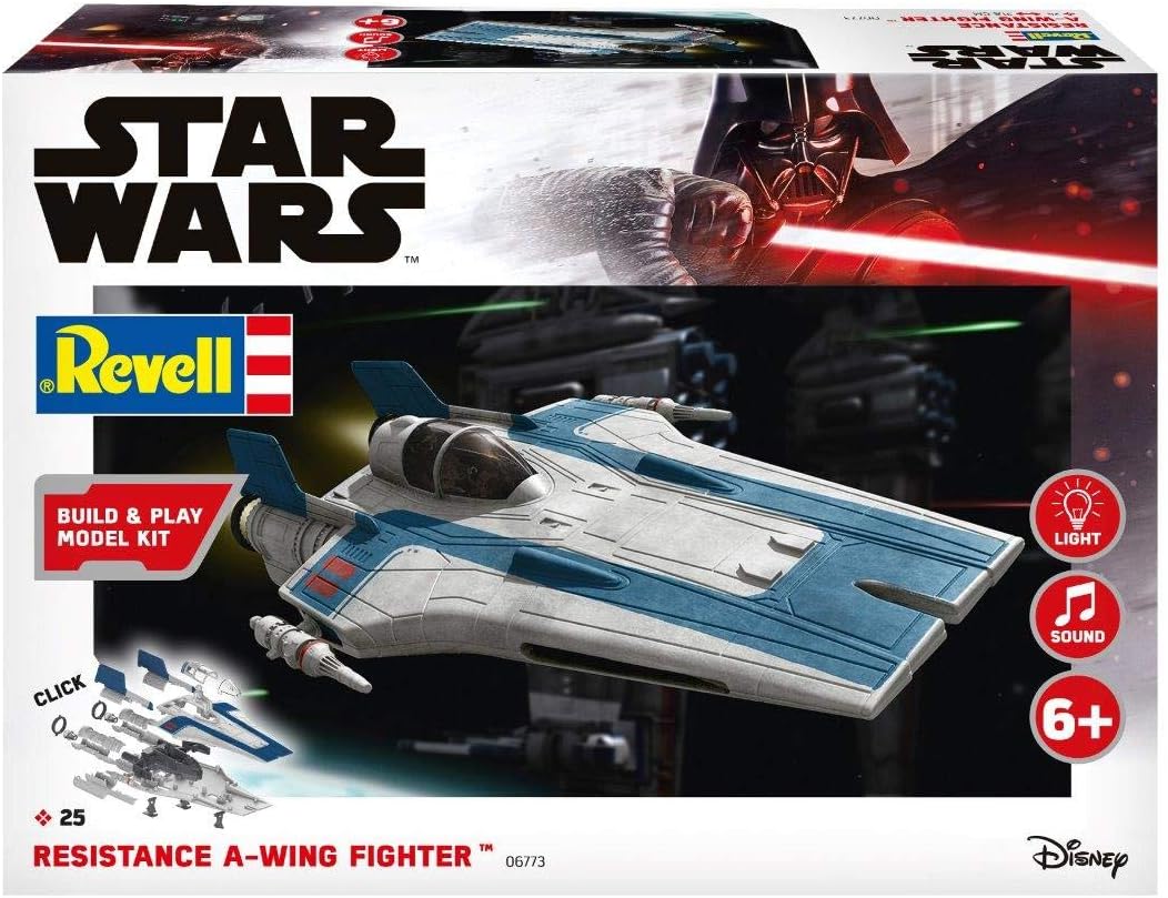Revell 06773 Resistance A-Wing Fighter, 1:44 Star Wars Modellbausatz für Einsteiger zum Stecken und