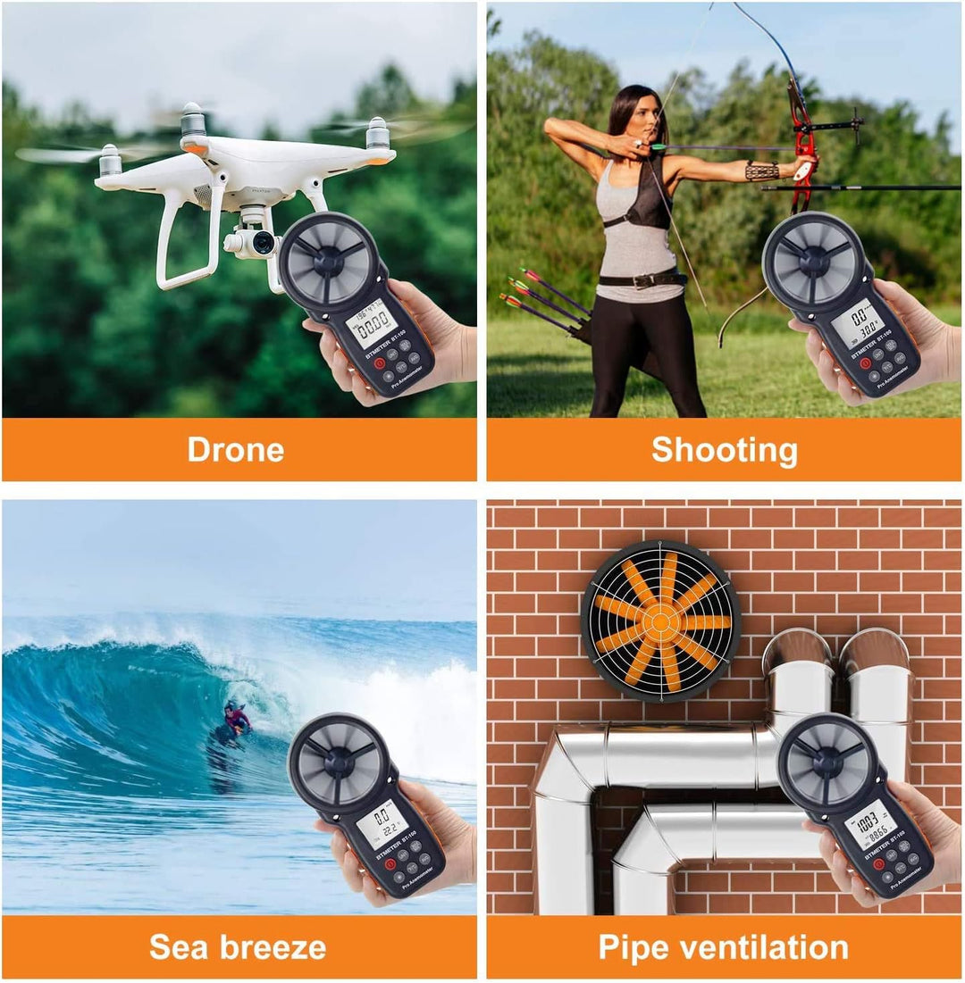 BTMETER BT-100 Digitaler Anemometer Handheld Windmesser Wind Speed Meter Gauge,Präzise Messung der W