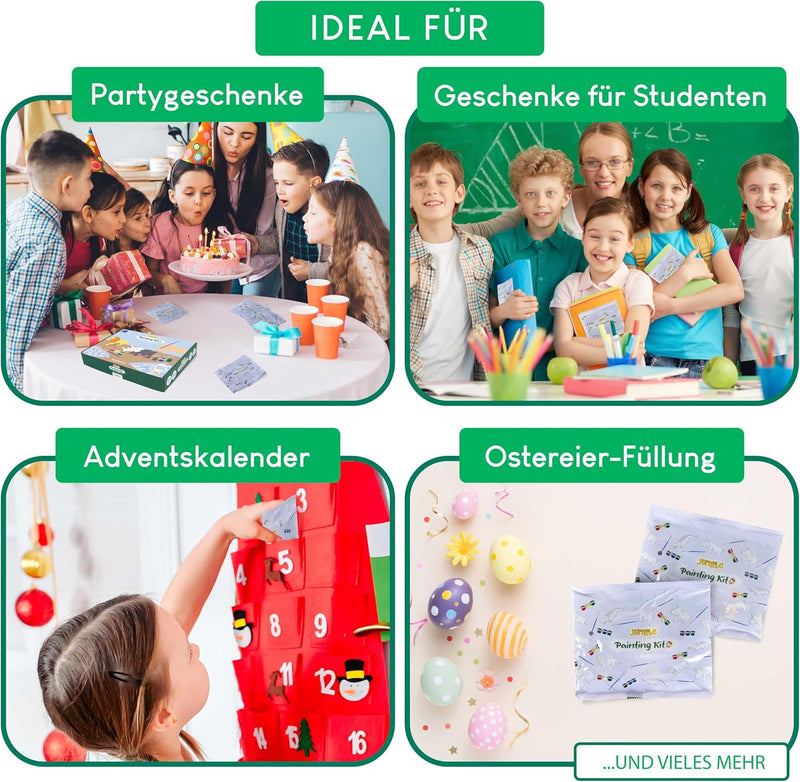 Dschungel Mitgebsel Kindergeburtstag, Malset 16 Stück | Mitbringsel Kindergeburtstag Gastgeschenke,
