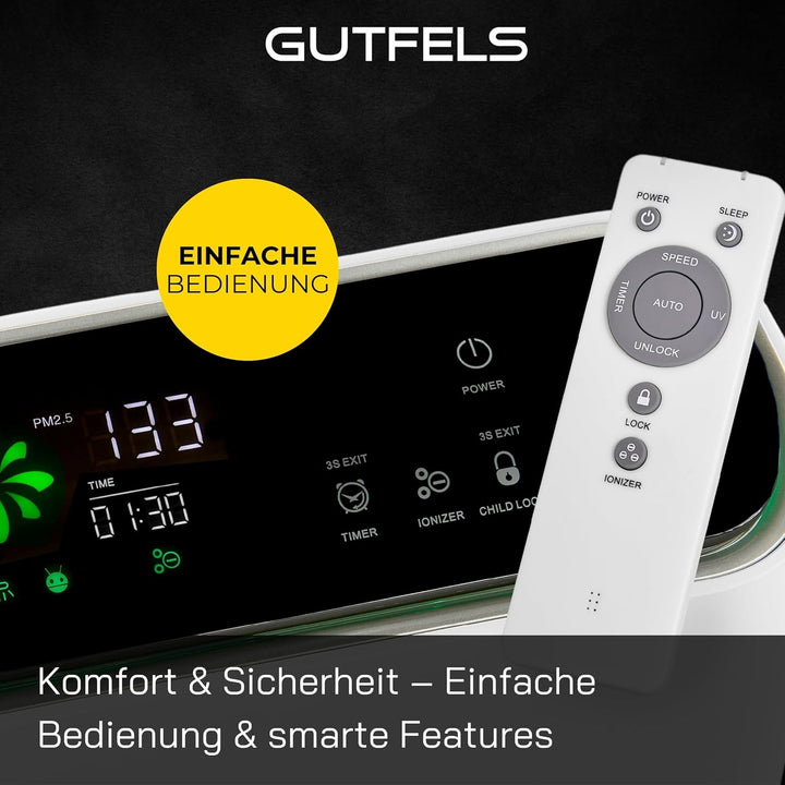 Luftreiniger für Wohnung Raucherzimmer, 7-Fach-Filtertechnologie, HEPA-13-Filter, inkl. Fernbedienun