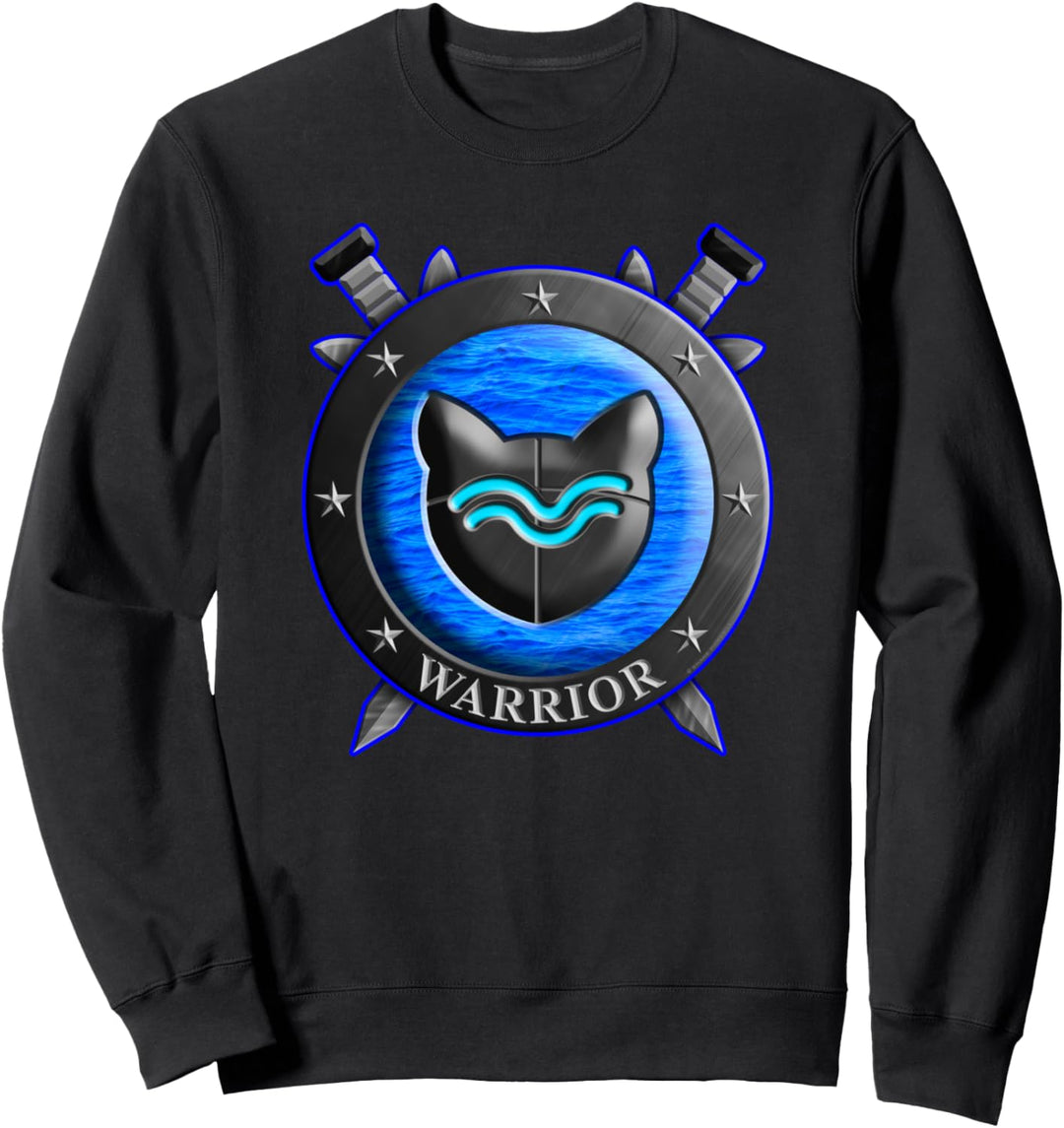 Cat Warrior Shield River Lustiges Geschenk für Kinder Sweatshirt