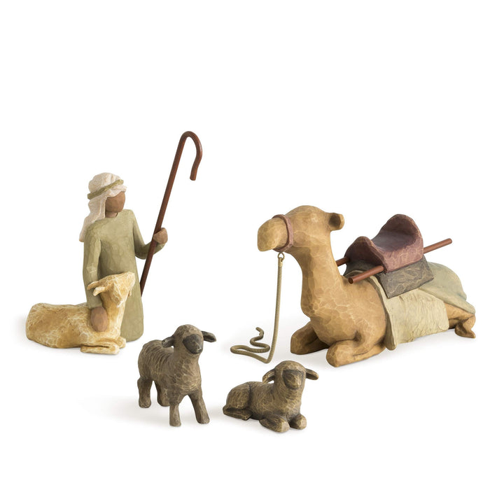 Willow Tree 26105 Figur Schäfer und Stalltiere, Braun