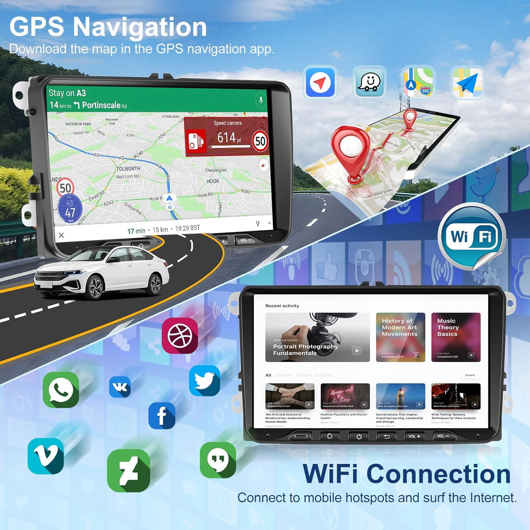 4+64G Motorsi Autoradio für VW Seat Passat Golf 5 6 Polo Skoda mit Apple Carplay Android Auto, 9-Zol