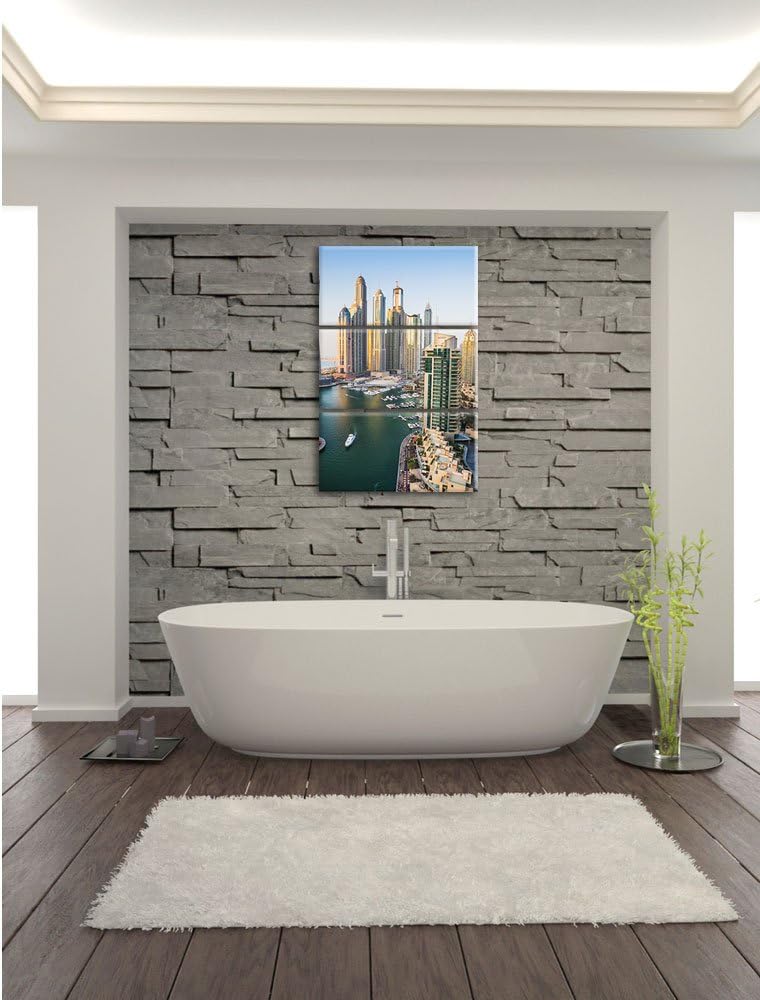 Pixxprint Dubai Metropole als Leinwandbild - Grösse: 3-Teilig (120x80cm) - Wandbild - Kunstdruck - f