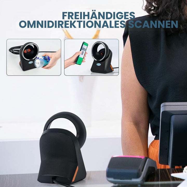 OBZ 1D 2D QR Desktop Barcode Scanner, QR Code Scanner Hands Free Barcode-Scanner USB Automatischer B