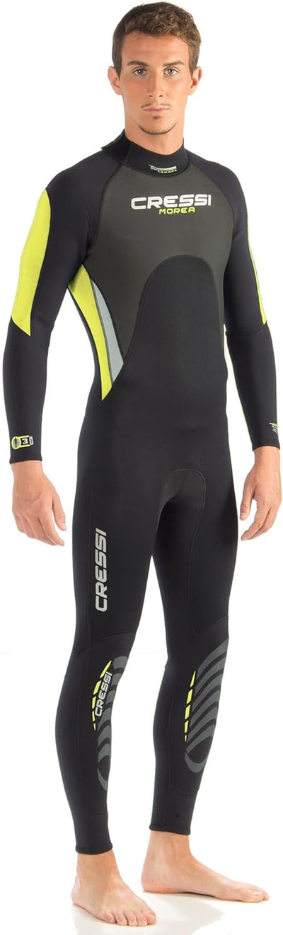 Cressi Morea Herren - Neoprenanzug 3mm für alle Wassersportarten XL/5 Schwarz/Gelb/Silber, XL/5 Schw