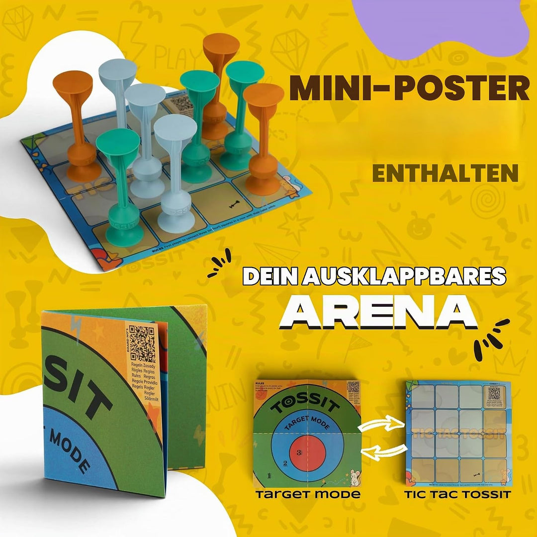 TOSSIT Mini Darts, Saugnapf-Dartspiel, Pétanque Indoor Outdoor für Wand und Boden, Robustes Silikon,