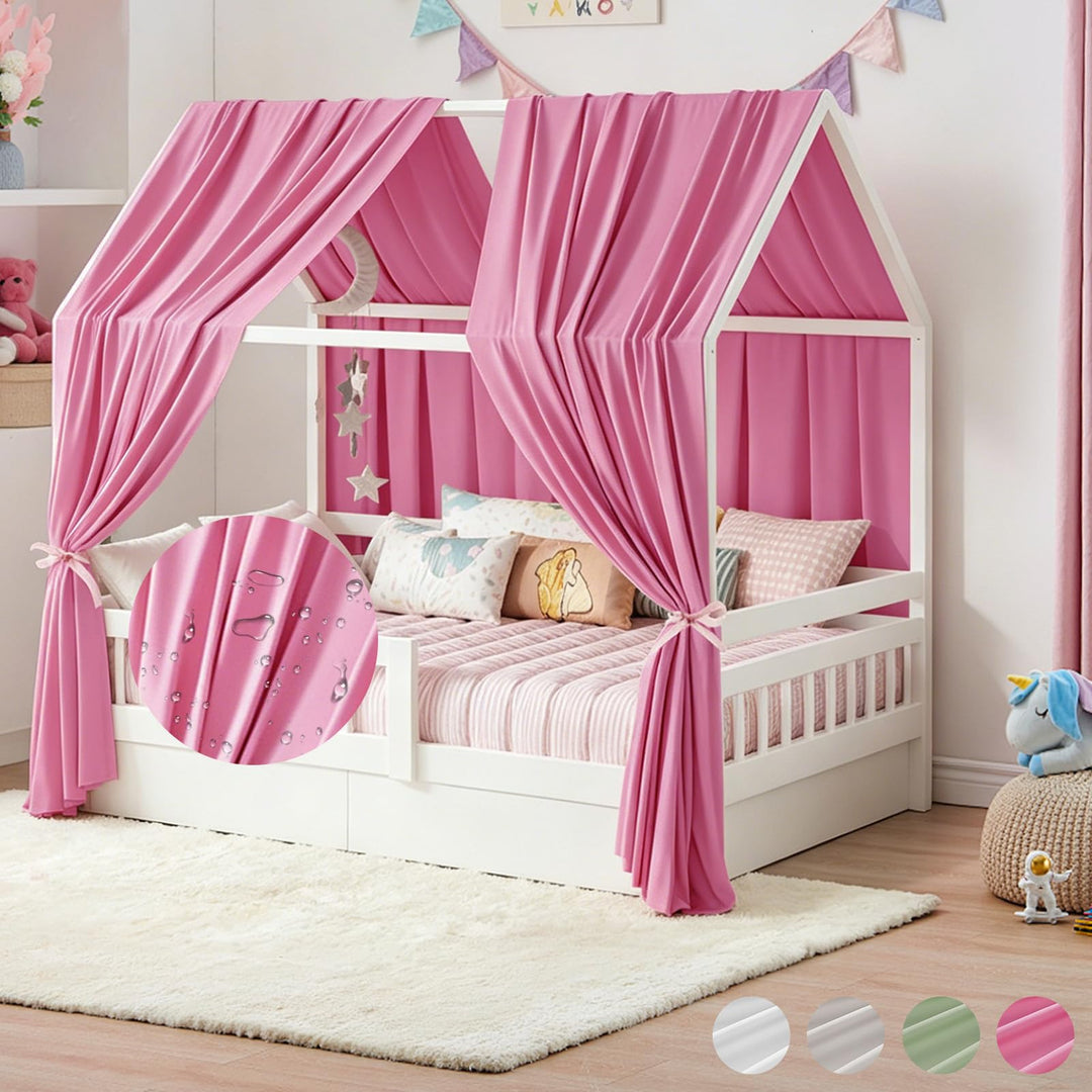 Hausbett Himmel, 2PCS Betthimmel Hausbett, Musselin himmelbett vorhänge, Hausbett Vorhang für Hausbe