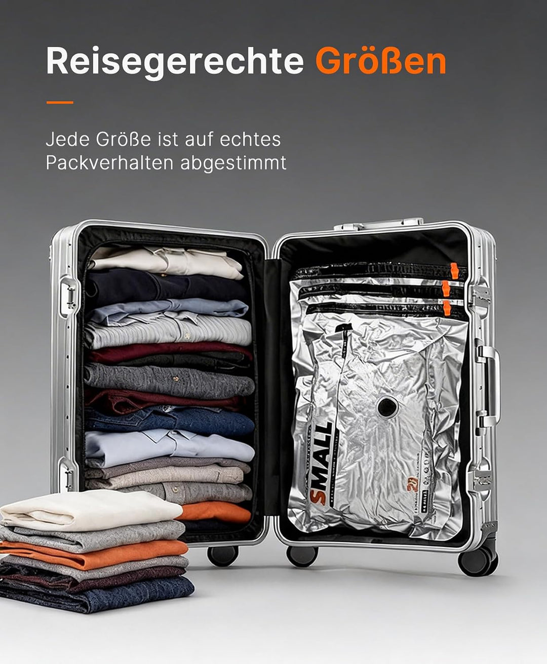 Vacbird 15 Stück Vakuumbeutel für Kleidung mit wiederaufladbarer elektrischer USB-Pumpe, 5× 40×54 cm