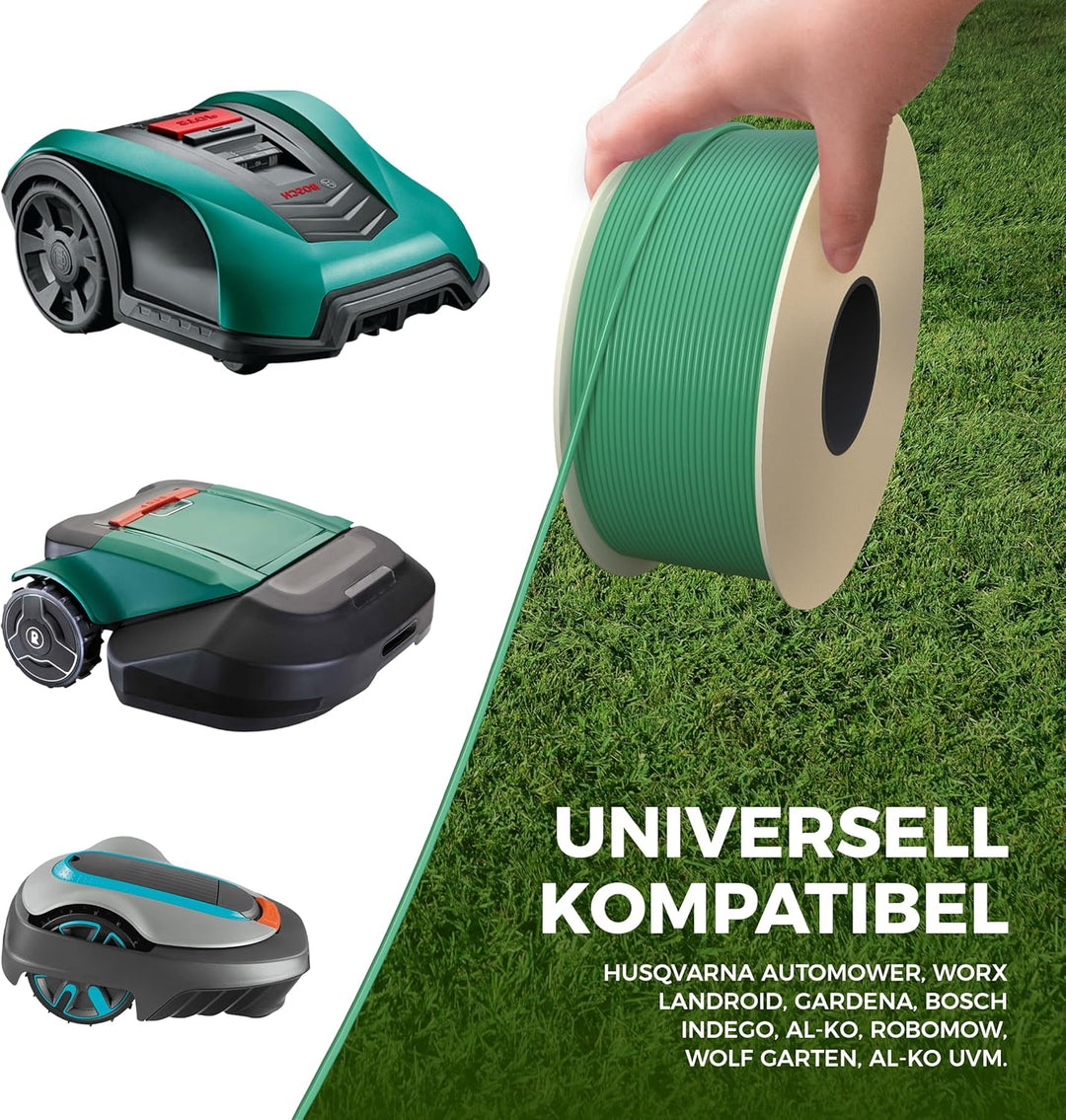 Mähroboter Begrenzungskabel Set – Kabel + Erdnägel + Kabelverbinder + Anschlussklemmen – Komplettset