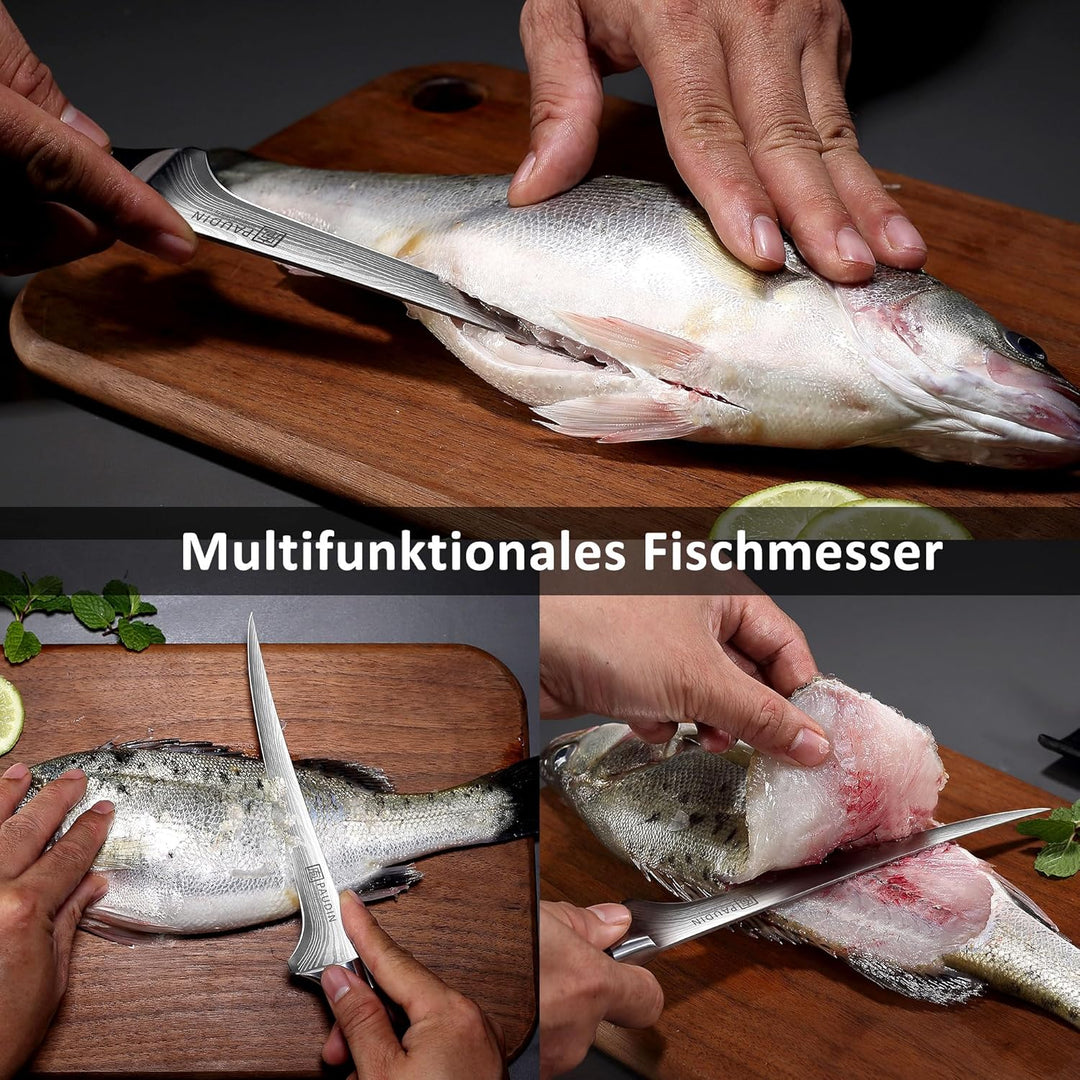 PAUDIN Filetiermesser Fisch 18 cm, Professionelles Küchenmesser Fischmesser, Ausbeinmesser aus Hochw