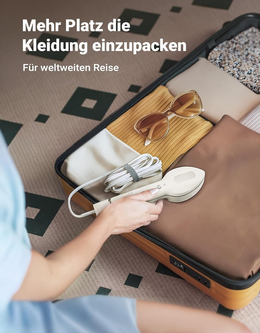 Jack & Rose Dampfglätter Bügelpresse Trockenbügeln 3 in 1, Tragbarer Steamer mit 100-240V Duale Span