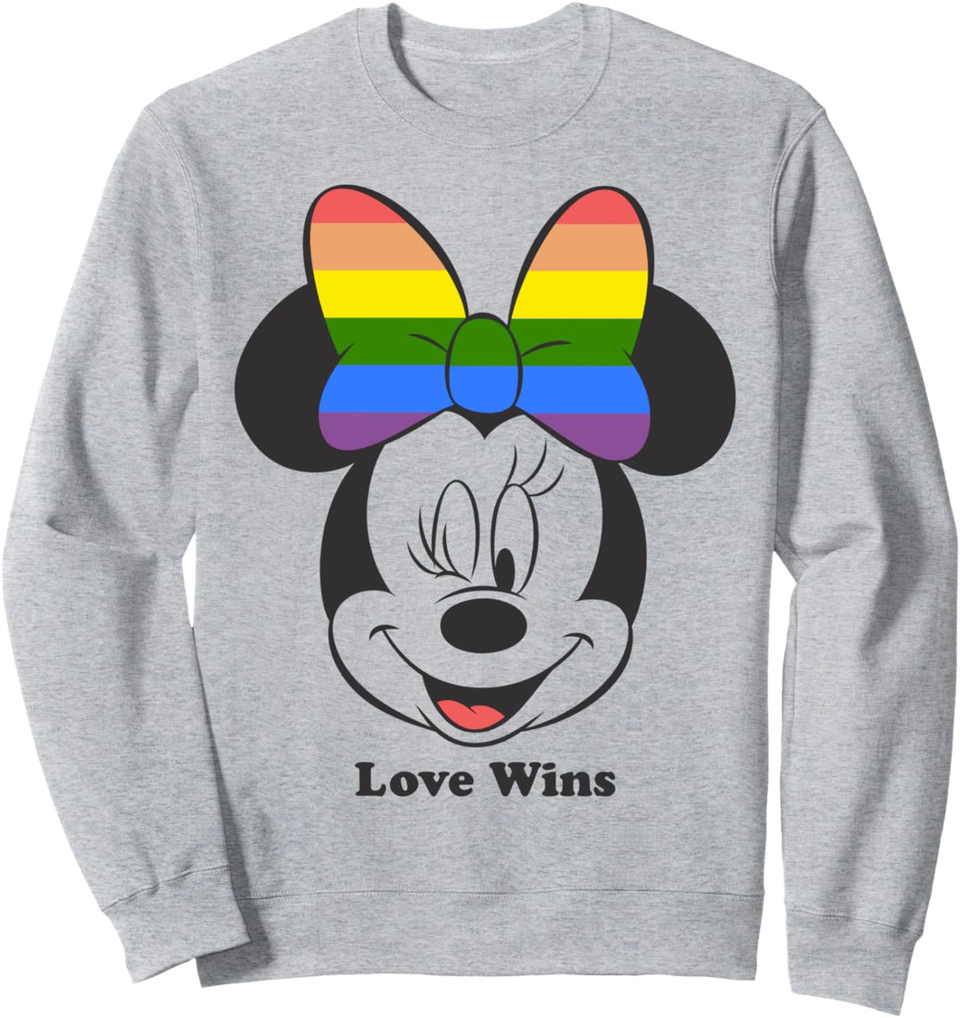 Disney Mickey And Friends Minnie Mouse Love Wins Rainbow Bow Sweatshirt
